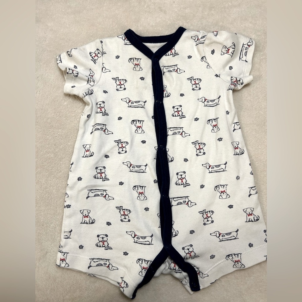 ⭐️6 Month Little Me Baby Boys Romper One Piece Puppy Dog Print ⭐️